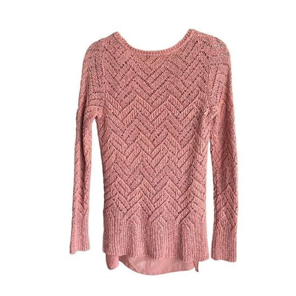 Lucky Brand Long Sleeve Knit Top with Sheer Lining Dusty Rose Color Sz- Med - Picture 2 of 3